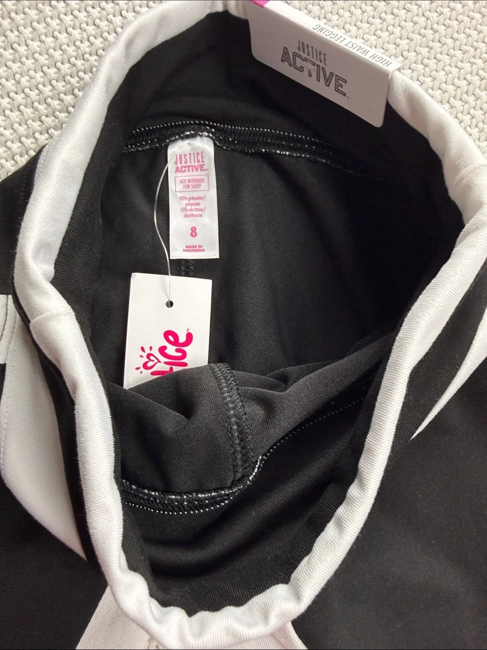 Bundle Justice Black Girls' Leggings with Gray Logo Patch